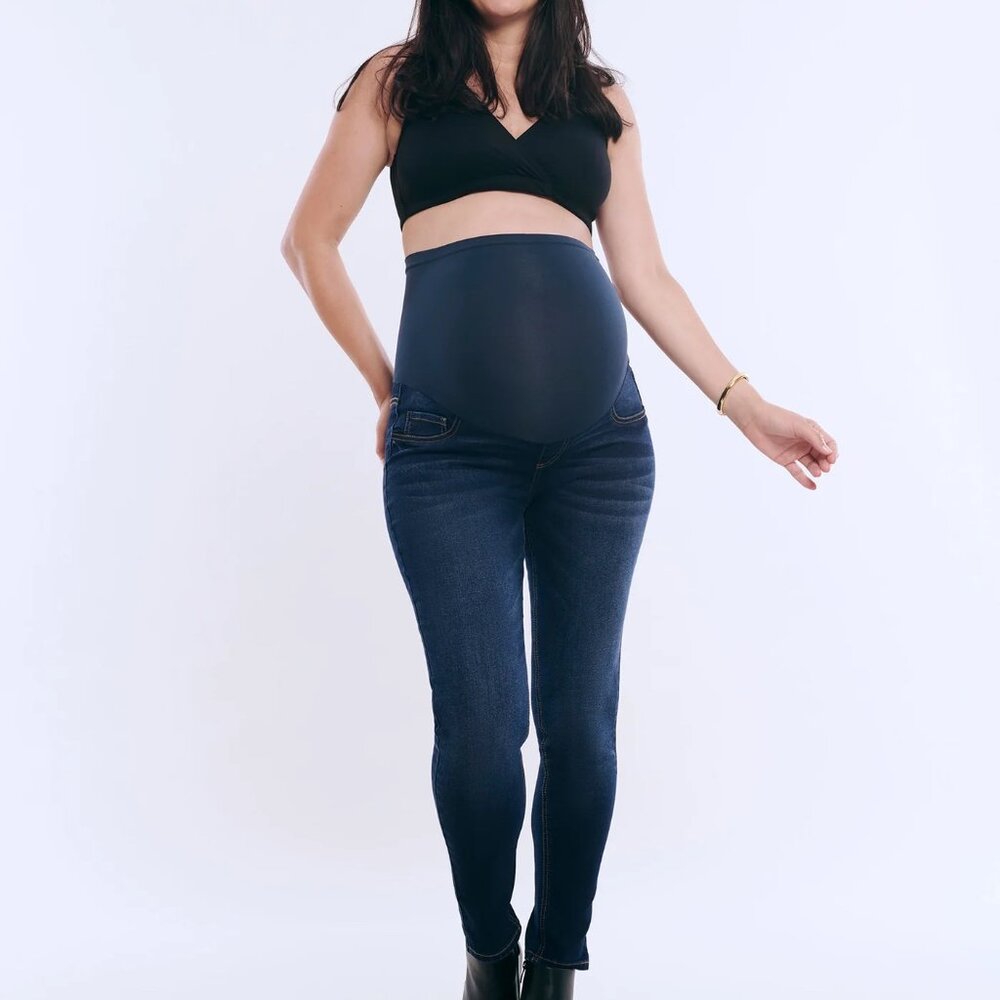 Motherhood Ankle Length Skinny Maternity Jegging, Dark Wash, size m